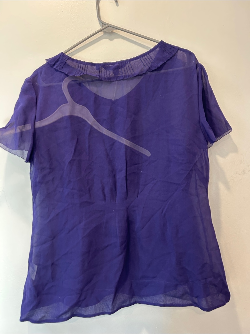Boden Purple Ruffle-Collar Button-Front Blouse - Picture 5 of 5